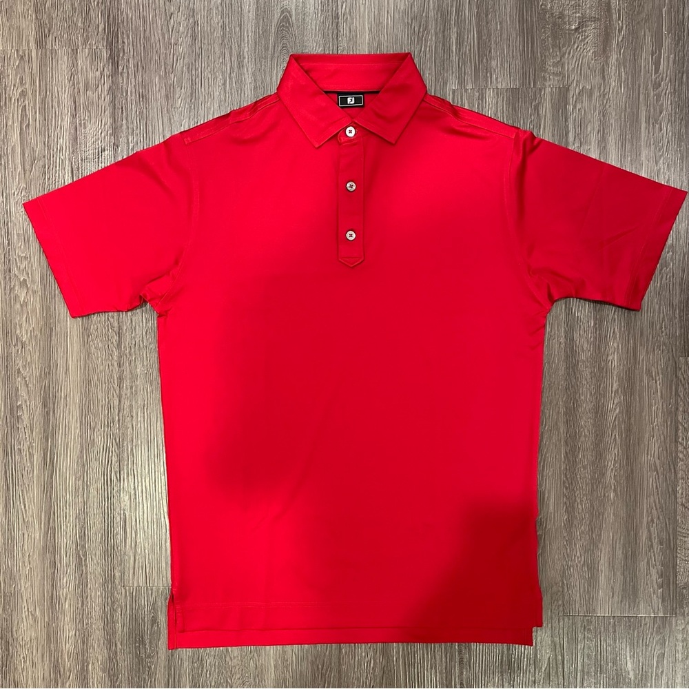 Footjoy Men’s ProDry Performance Solid Lisle Golf Polo Shirt - Red Small